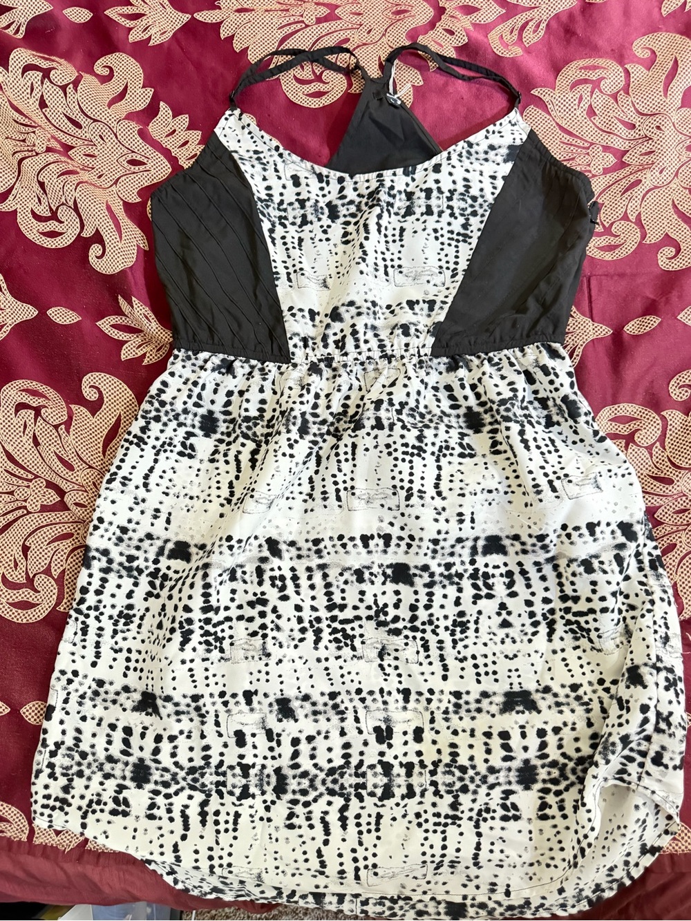 Hurley Black and White Printed Halter Dress